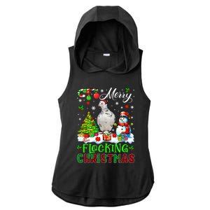 Merry Flocking Christmas Santa Pigeon Xmas Symbols Snow Cute Gift Ladies PosiCharge Tri-Blend Wicking Draft Hoodie Tank