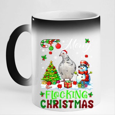 Merry Flocking Christmas Santa Pigeon Xmas Symbols Snow Cute Gift 11oz Black Color Changing Mug