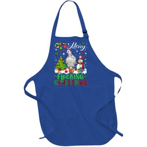 Merry Flocking Christmas Santa Pigeon Xmas Symbols Snow Cute Gift Full-Length Apron With Pockets