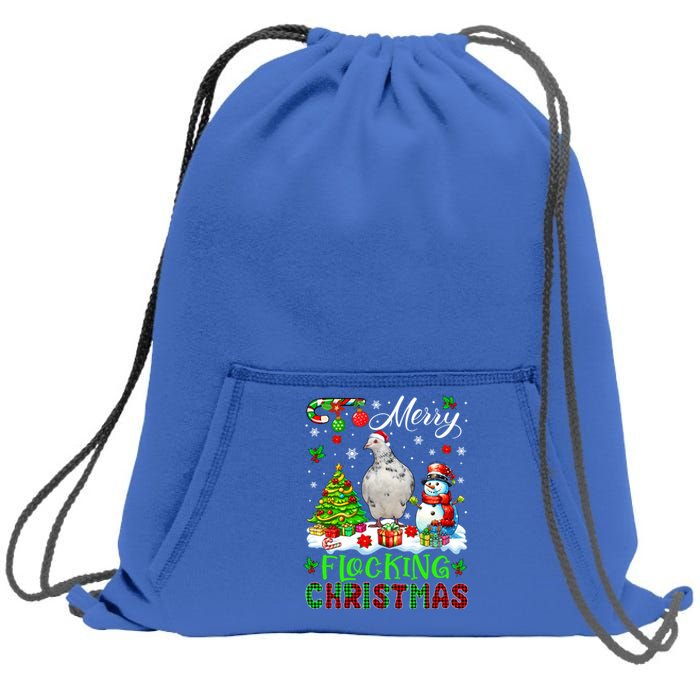 Merry Flocking Christmas Santa Pigeon Xmas Symbols Snow Cute Gift Sweatshirt Cinch Pack Bag