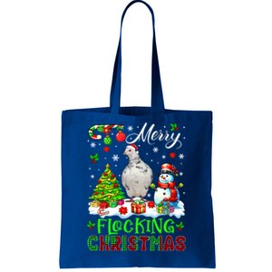 Merry Flocking Christmas Santa Pigeon Xmas Symbols Snow Cute Gift Tote Bag