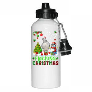 Merry Flocking Christmas Santa Pigeon Xmas Symbols Snow Cute Gift Aluminum Water Bottle