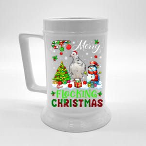 Merry Flocking Christmas Santa Pigeon Xmas Symbols Snow Cute Gift Beer Stein