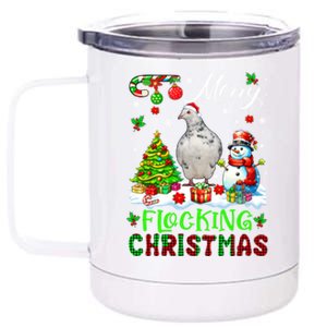 Merry Flocking Christmas Santa Pigeon Xmas Symbols Snow Cute Gift 12 oz Stainless Steel Tumbler Cup