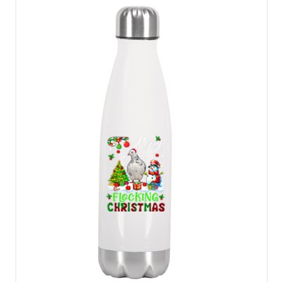 Merry Flocking Christmas Santa Pigeon Xmas Symbols Snow Cute Gift Stainless Steel Insulated Water Bottle