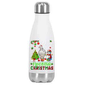 Merry Flocking Christmas Santa Pigeon Xmas Symbols Snow Cute Gift Stainless Steel Insulated Water Bottle