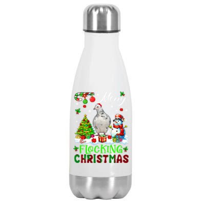 Merry Flocking Christmas Santa Pigeon Xmas Symbols Snow Cute Gift Stainless Steel Insulated Water Bottle