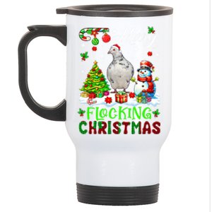 Merry Flocking Christmas Santa Pigeon Xmas Symbols Snow Cute Gift Stainless Steel Travel Mug