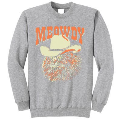 Meowdy! Funny Country Music Cat Cow Hat Vintage Tall Sweatshirt