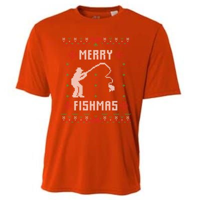 Merry Fish Christmas Fishing Design Dad Mom Gift Graphic Meaningful Gift Cooling Performance Crew T-Shirt