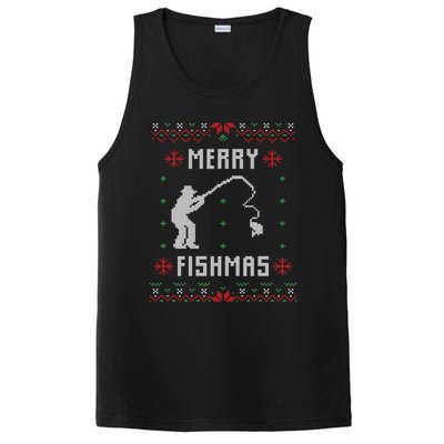 Merry Fish Christmas Fishing Design Dad Mom Gift Graphic Meaningful Gift PosiCharge Competitor Tank