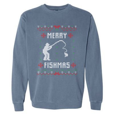 Merry Fish Christmas Fishing Design Dad Mom Gift Graphic Meaningful Gift Garment-Dyed Sweatshirt