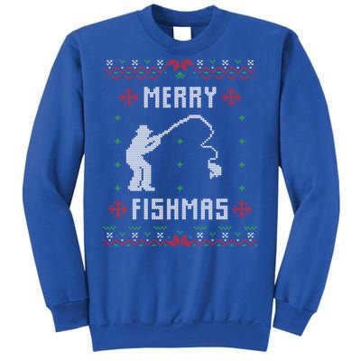 Merry Fish Christmas Fishing Design Dad Mom Gift Graphic Meaningful Gift Sweatshirt