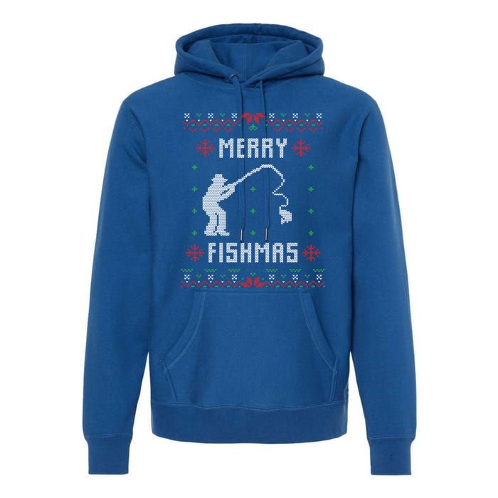 Merry Fish Christmas Fishing Design Dad Mom Gift Graphic Meaningful Gift Premium Hoodie