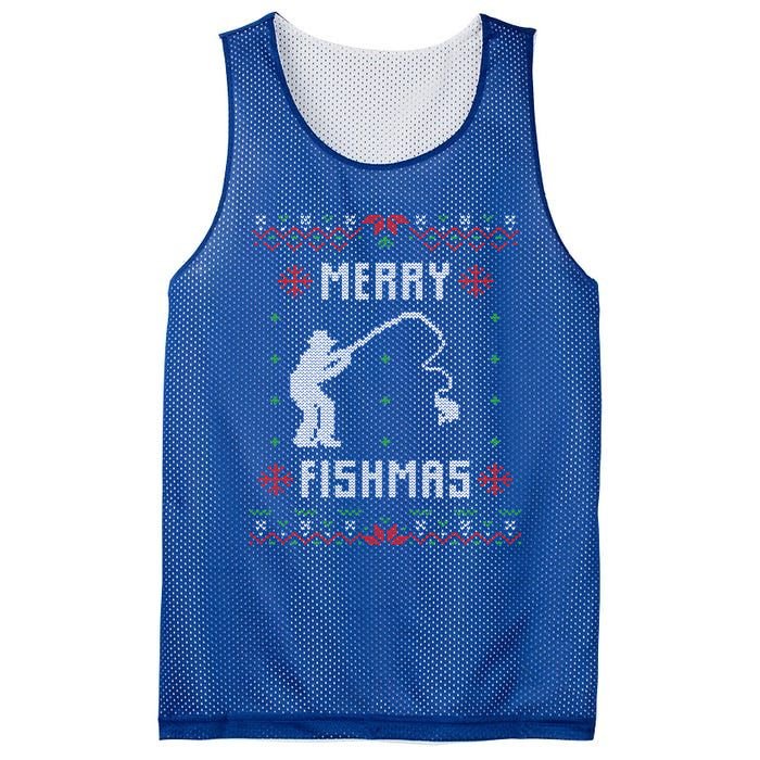 Merry Fish Christmas Fishing Design Dad Mom Gift Graphic Meaningful Gift Mesh Reversible Basketball Jersey Tank