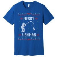 Merry Fish Christmas Fishing Design Dad Mom Gift Graphic Meaningful Gift Premium T-Shirt