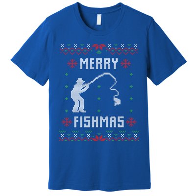 Merry Fish Christmas Fishing Design Dad Mom Gift Graphic Meaningful Gift Premium T-Shirt