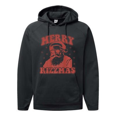 Merry Funny Christmas Rizz Santa Claus Rizzler Premium Performance Fleece Hoodie