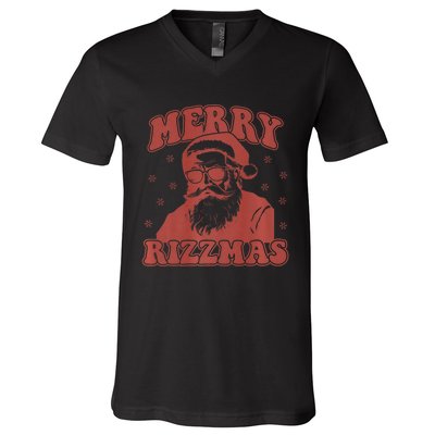 Merry Funny Christmas Rizz Santa Claus Rizzler Premium V-Neck T-Shirt