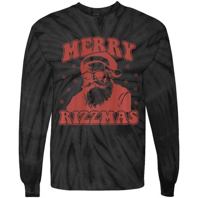 Merry Funny Christmas Rizz Santa Claus Rizzler Premium Tie-Dye Long Sleeve Shirt