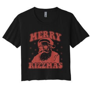 Merry Funny Christmas Rizz Santa Claus Rizzler Premium Women's Crop Top Tee