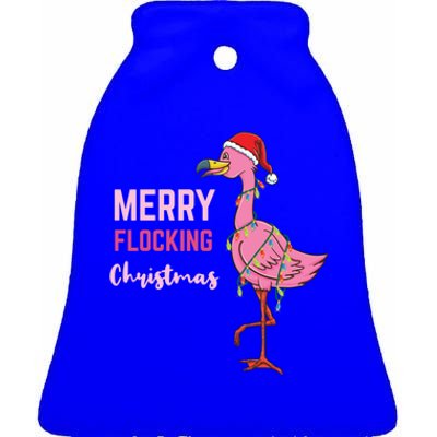 Merry Flocking Christmas Meaningful Gift Ceramic Bell Ornament