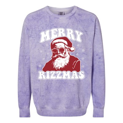 Merry Funny Christmas Rizz Santa Claus Rizzler Colorblast Crewneck Sweatshirt