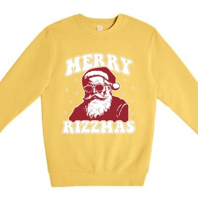 Merry Funny Christmas Rizz Santa Claus Rizzler Premium Crewneck Sweatshirt