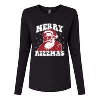 Merry Funny Christmas Rizz Santa Claus Rizzler Womens Cotton Relaxed Long Sleeve T-Shirt