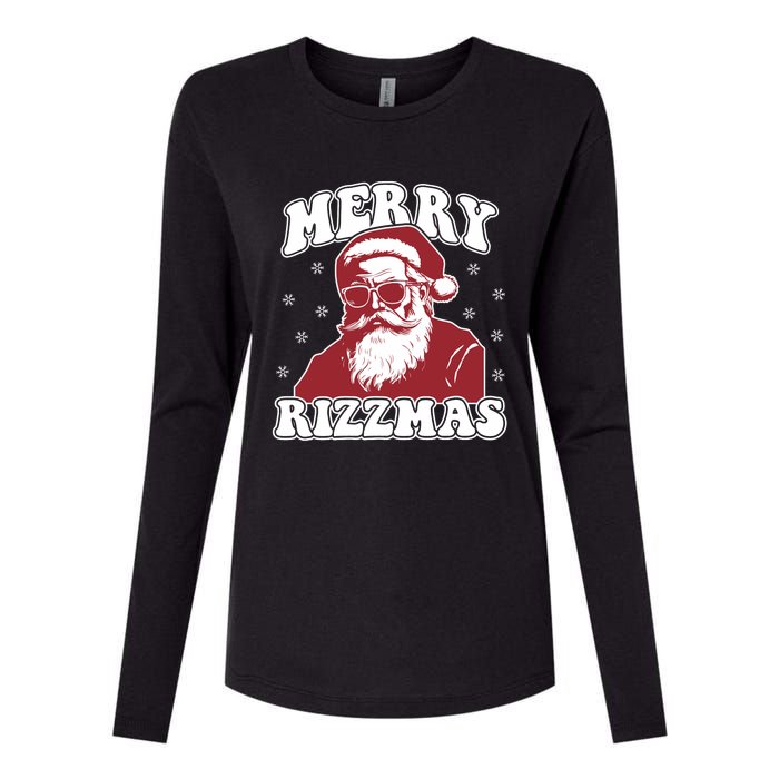 Merry Funny Christmas Rizz Santa Claus Rizzler Womens Cotton Relaxed Long Sleeve T-Shirt