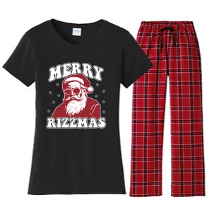 Merry Funny Christmas Rizz Santa Claus Rizzler Women's Flannel Pajama Set