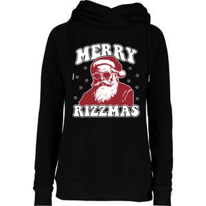 Merry Funny Christmas Rizz Santa Claus Rizzler Womens Funnel Neck Pullover Hood