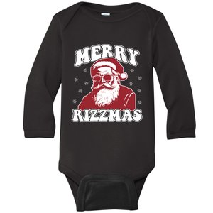 Merry Funny Christmas Rizz Santa Claus Rizzler Baby Long Sleeve Bodysuit