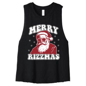 Merry Funny Christmas Rizz Santa Claus Rizzler Women's Racerback Cropped Tank