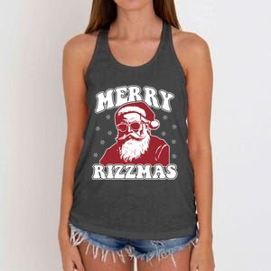 Merry Funny Christmas Rizz Santa Claus Rizzler Women's Knotted Racerback Tank