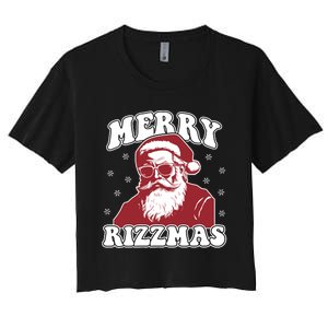 Merry Funny Christmas Rizz Santa Claus Rizzler Women's Crop Top Tee