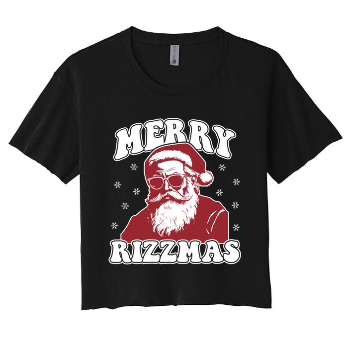 Merry Funny Christmas Rizz Santa Claus Rizzler Women's Crop Top Tee