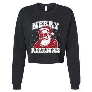 Merry Funny Christmas Rizz Santa Claus Rizzler Cropped Pullover Crew