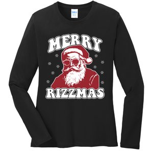 Merry Funny Christmas Rizz Santa Claus Rizzler Ladies Long Sleeve Shirt