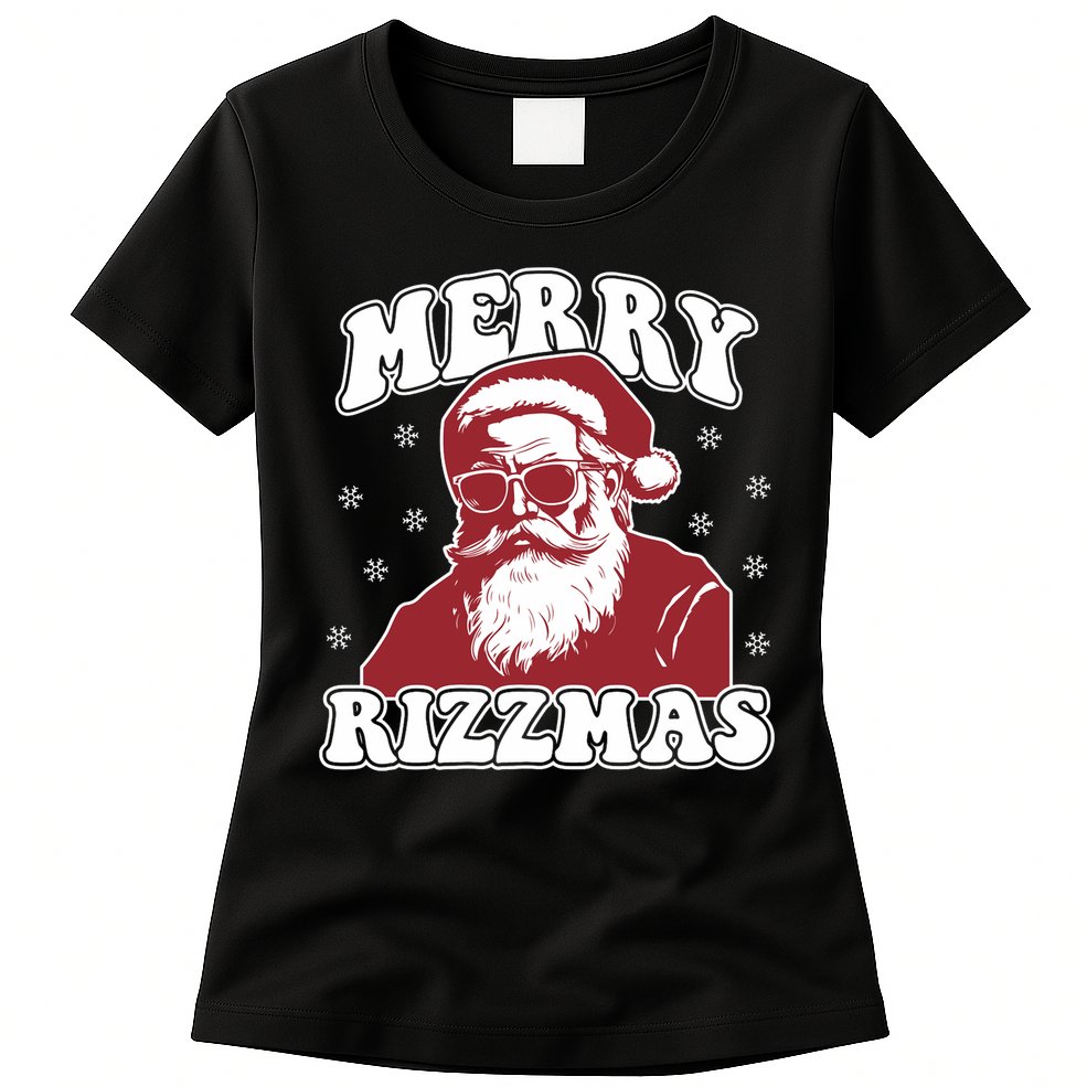 Merry Funny Christmas Rizz Santa Claus Rizzler Womens T-Shirt