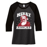 Merry Funny Christmas Rizz Santa Claus Rizzler Women's Tri-Blend 3/4-Sleeve Raglan Shirt