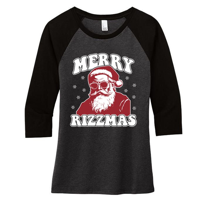 Merry Funny Christmas Rizz Santa Claus Rizzler Women's Tri-Blend 3/4-Sleeve Raglan Shirt