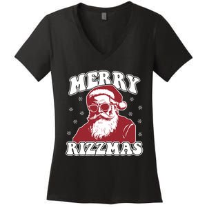 Merry Funny Christmas Rizz Santa Claus Rizzler Women's V-Neck T-Shirt