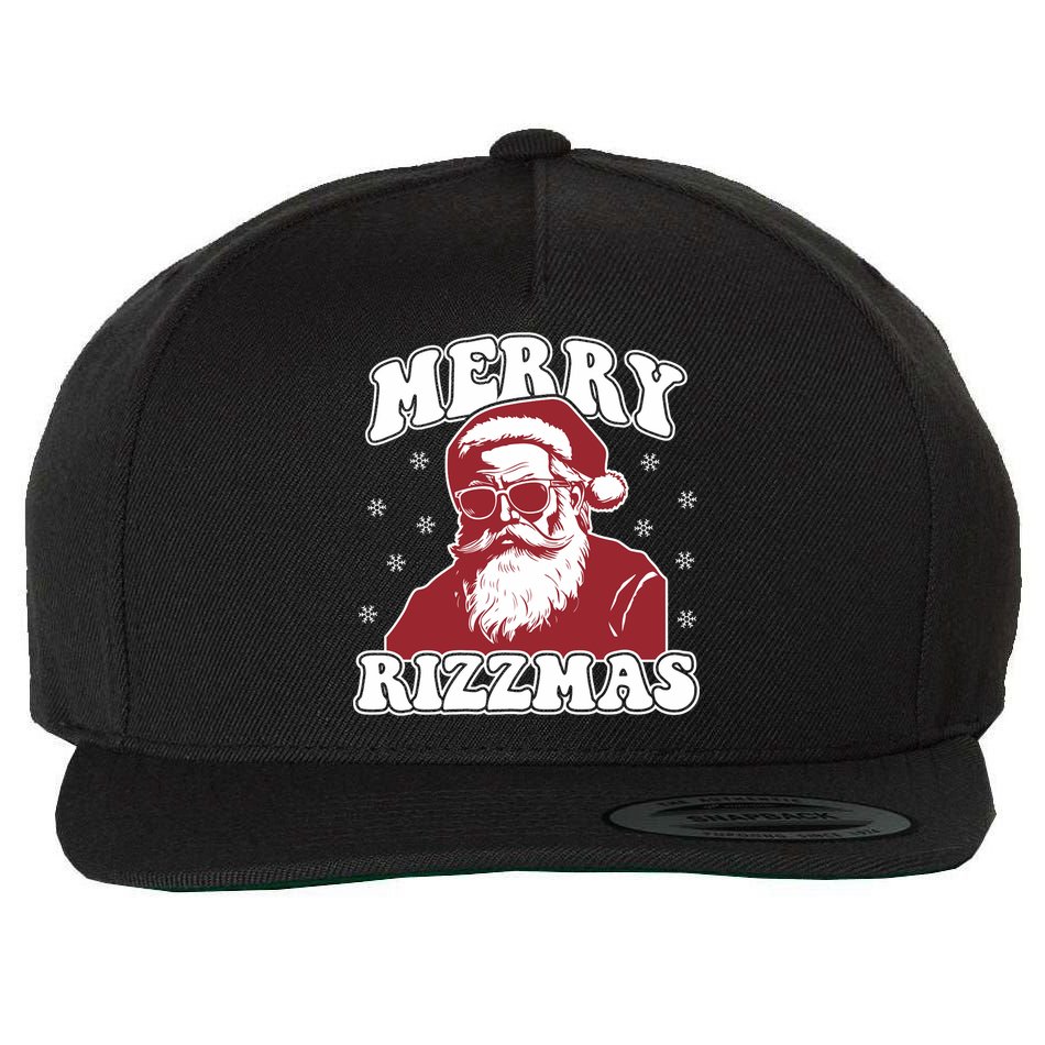 Merry Funny Christmas Rizz Santa Claus Rizzler Wool Snapback Cap