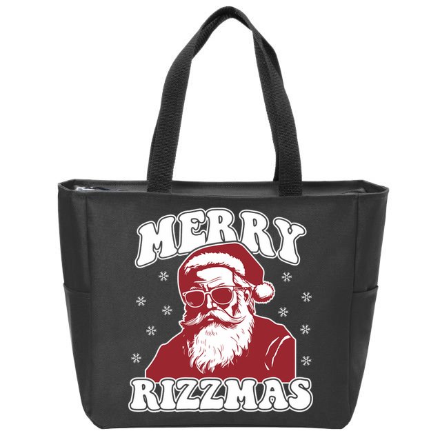 Merry Funny Christmas Rizz Santa Claus Rizzler Zip Tote Bag