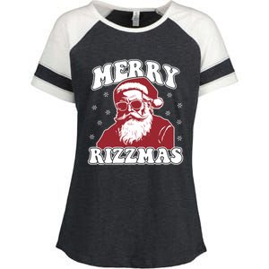 Merry Funny Christmas Rizz Santa Claus Rizzler Enza Ladies Jersey Colorblock Tee