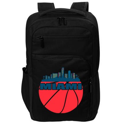 Miami Florida Cityscape Retro Basketball For Fans Impact Tech Backpack