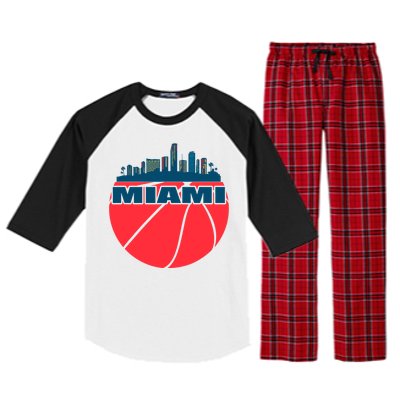 Miami Florida Cityscape Retro Basketball For Fans Raglan Sleeve Pajama Set