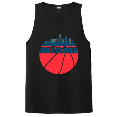 Miami Florida Cityscape Retro Basketball For Fans PosiCharge Competitor Tank