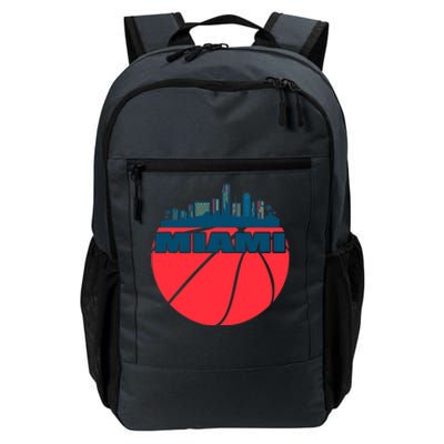 Miami Florida Cityscape Retro Basketball For Fans Daily Commute Backpack